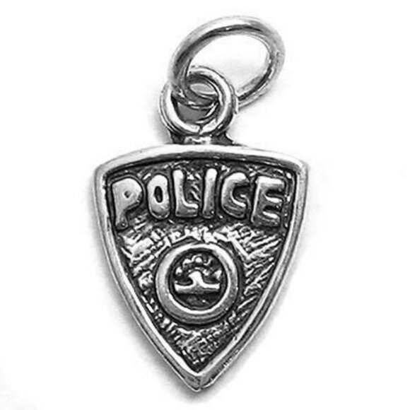 POLICE SHIELD CHARM IN STERLING SILVER - Picture 1 of 1